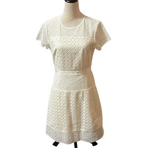 Banana Republic White Sheath Dress with Flutter Sleeves